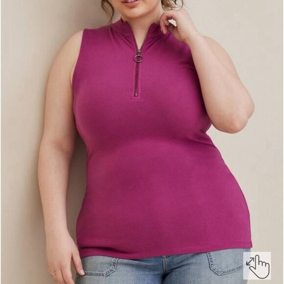 Torrid Tops - Torrid Size 2 Foxy Mock Neck Zip Up Tank NWT in color berry purple